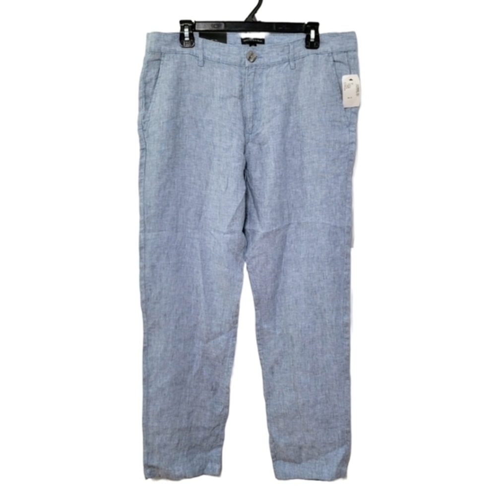 NWT Saks Fifth Avenue Light‎ Blue 100% Linen Women's Trouser Pants Size 34 Waist